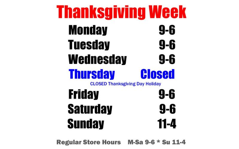 Thanksgiving Week Store Hours